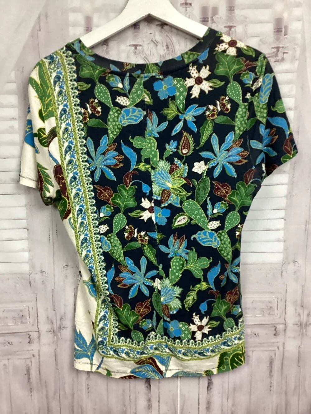 Tory Burch Floral Prima Cotton Tee Shirt Top M